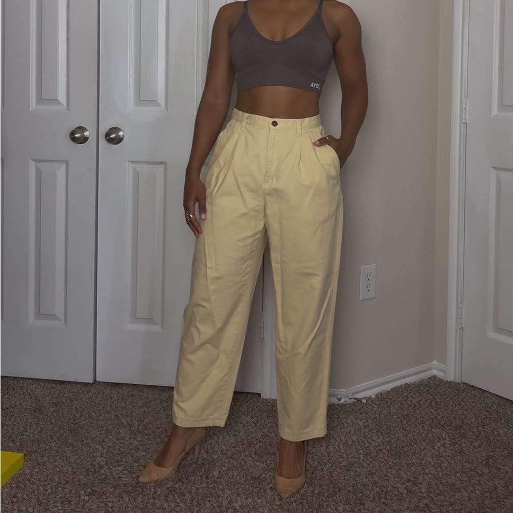 Liz Claiborne Cream Yellow High-Waisted Pants